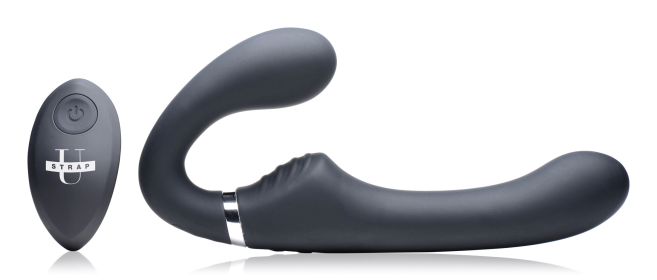 10x Mighty Rider Vibrating Strapless Strap on Black