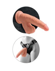 7 Inch Triple Density Cock With Swinging Balls  Tan